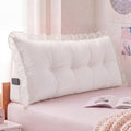 Leinuosen 39 in Ruffle Wedge Headboard Pillow for Dorm Twin XL College Bed Reading Bolster Dorm Velvet Triangular Bed Backrest Wedge…