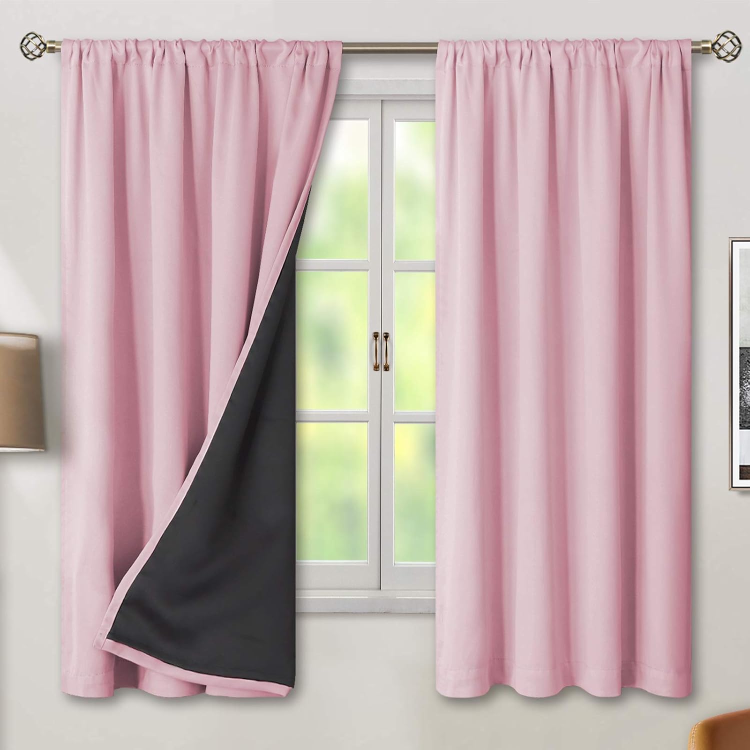 BGment Pink Blackout Curtains for Girls Room 2 Panels Set, Kids Curtains for Baby Nursery Bedroom 63 Inch Length Thermal Insulated…
