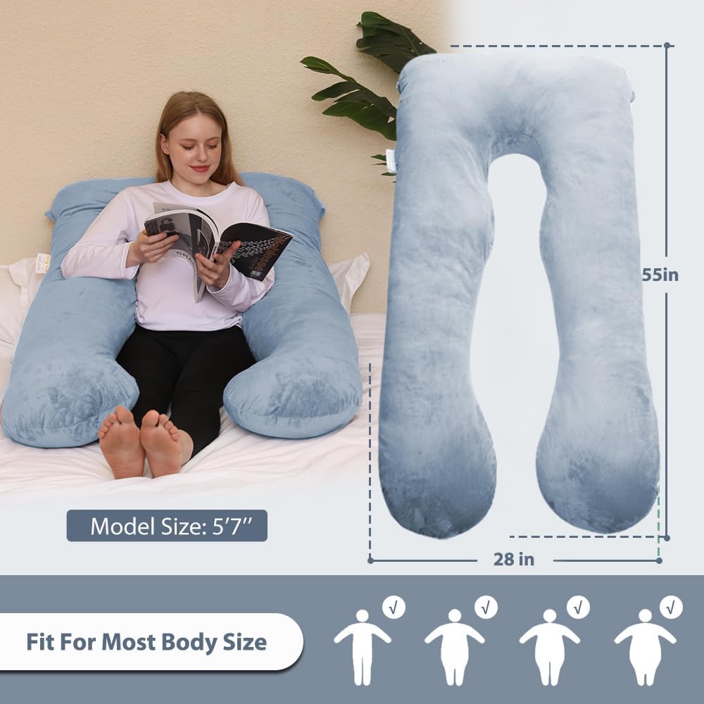 Chilling Home Pregnancy Pillows - U Shaped Maternity Pillow for Pregnant Women with Velvet Removable Cover - 55 inch Pregnancy Pillows…