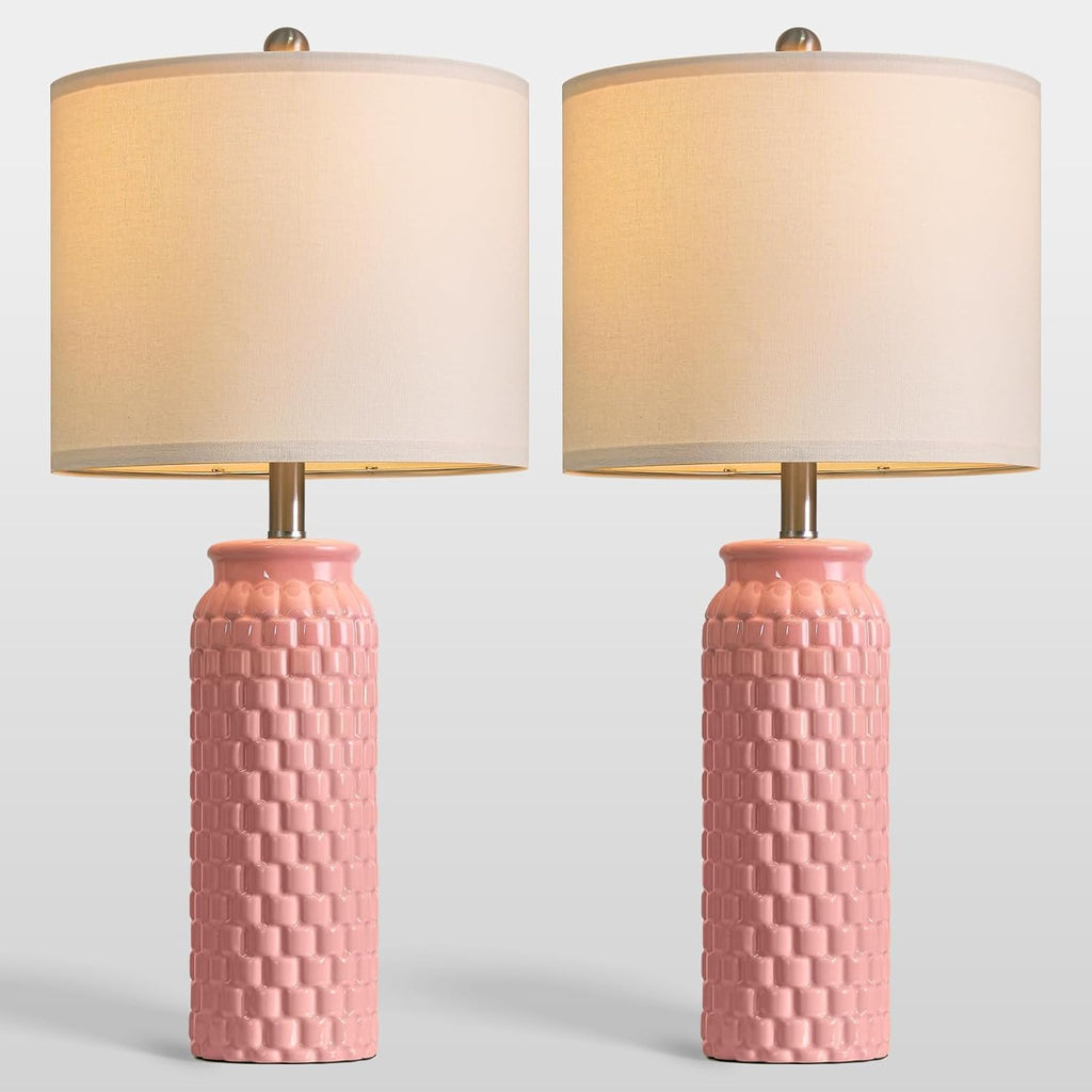 USumkky 27" Ceramic Table Lamps Set of 2 - Modern Farmhouse & Boho Style, Bedside Nightstand Lamps for Bedroom, Living Room End Table…