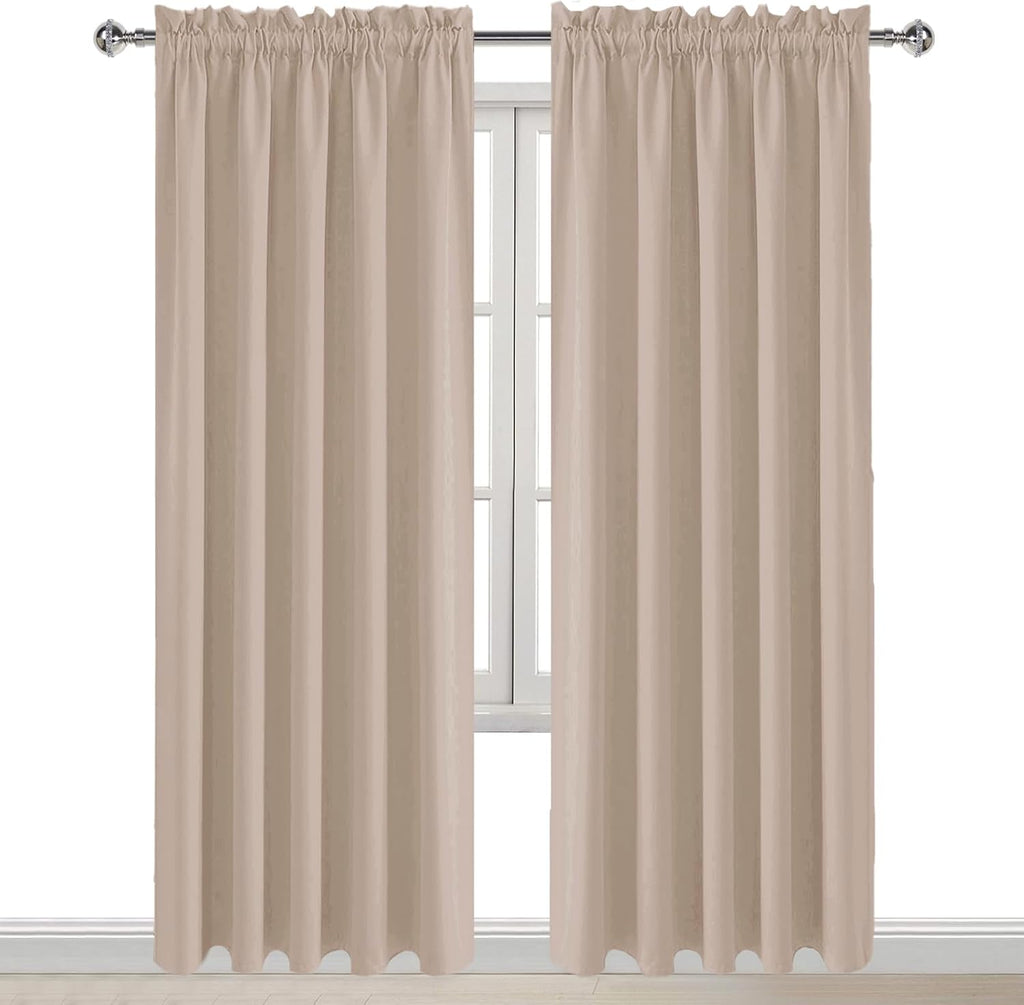 DWCN Blackout Curtains for Living Room Thermal Insulated, Energy Saving & Noise Reducing Bedroom Curtains, Camel, W 60x L 84 Inch, Set of…
