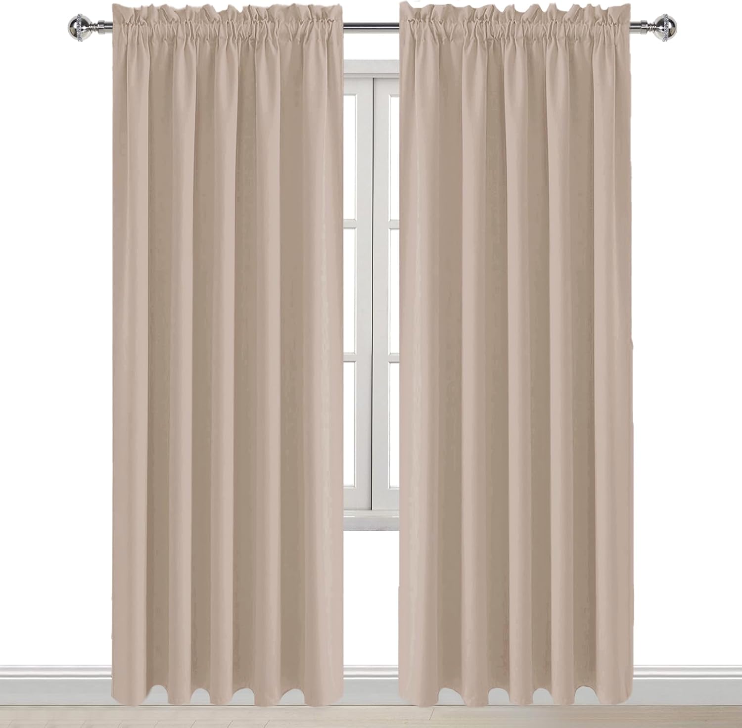 DWCN Blackout Curtains for Living Room Thermal Insulated, Energy Saving & Noise Reducing Bedroom Curtains, Camel, W 60x L 84 Inch, Set of…