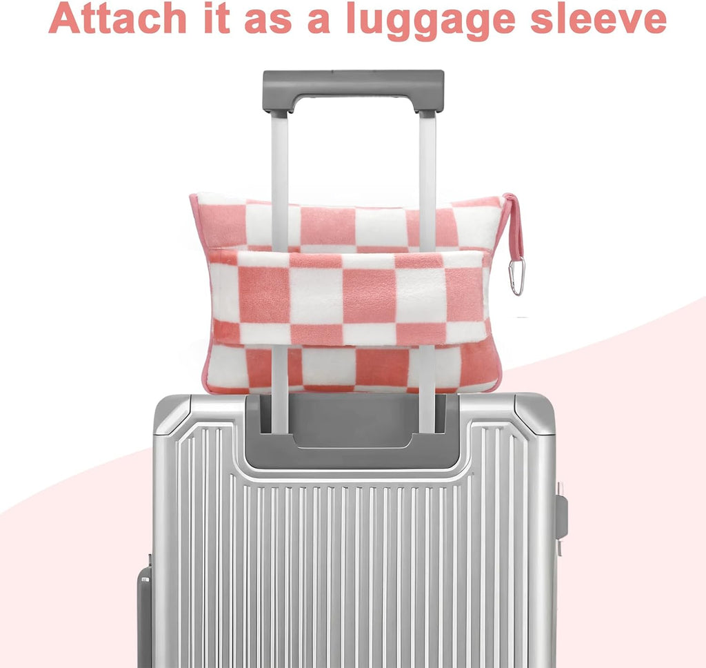 JungleStar Travel Blanket and Pillow Compact, Soft 2 in 1 Airplane Blanket with Soft Bag Pillowcase, Hand Luggage Sleeve and Backpack Clip (…