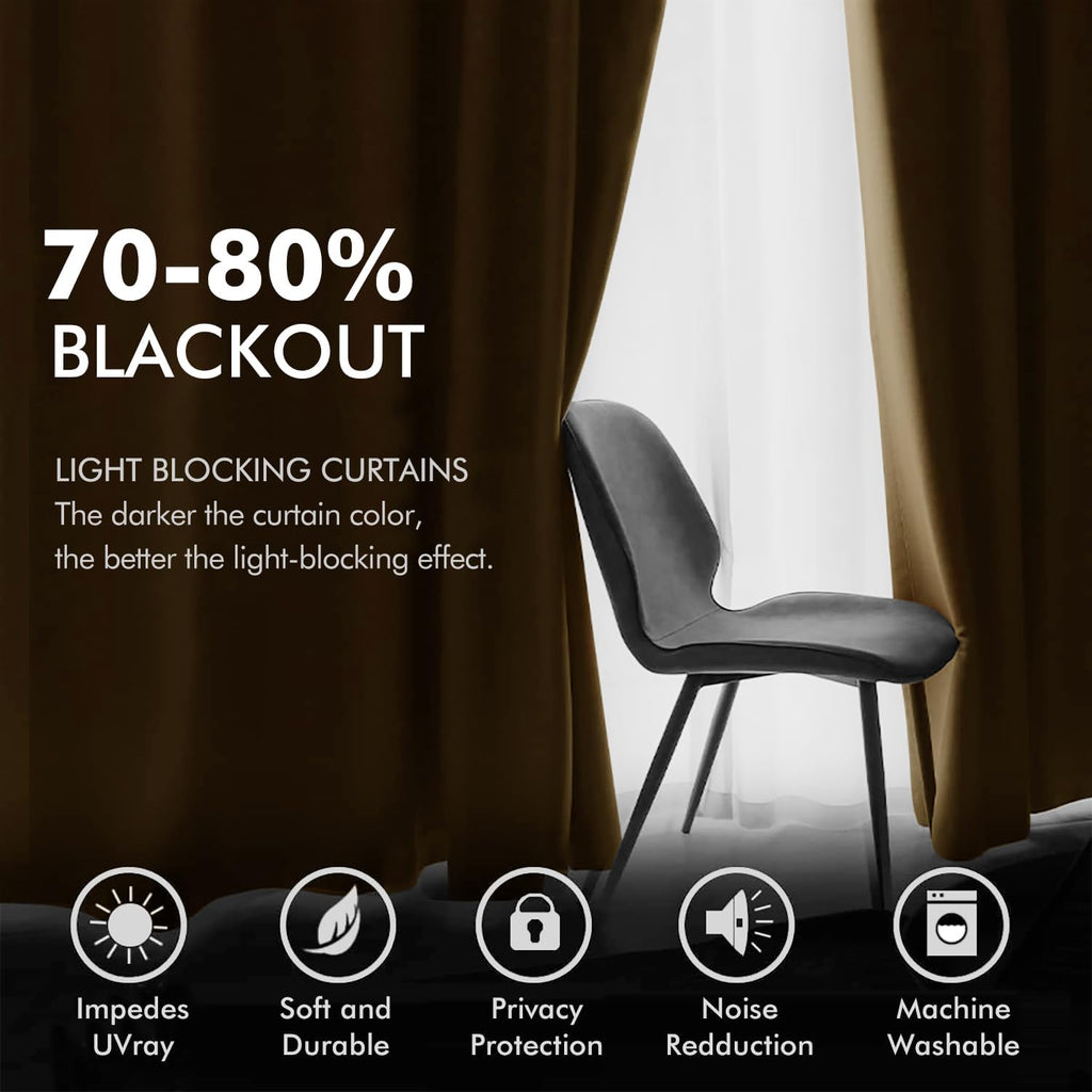 MIULEE Velvet Curtains Golden Brown Elegant Grommet Curtains Thermal Insulated Soundproof Room Darkening Black Out Curtains/Drapes for…