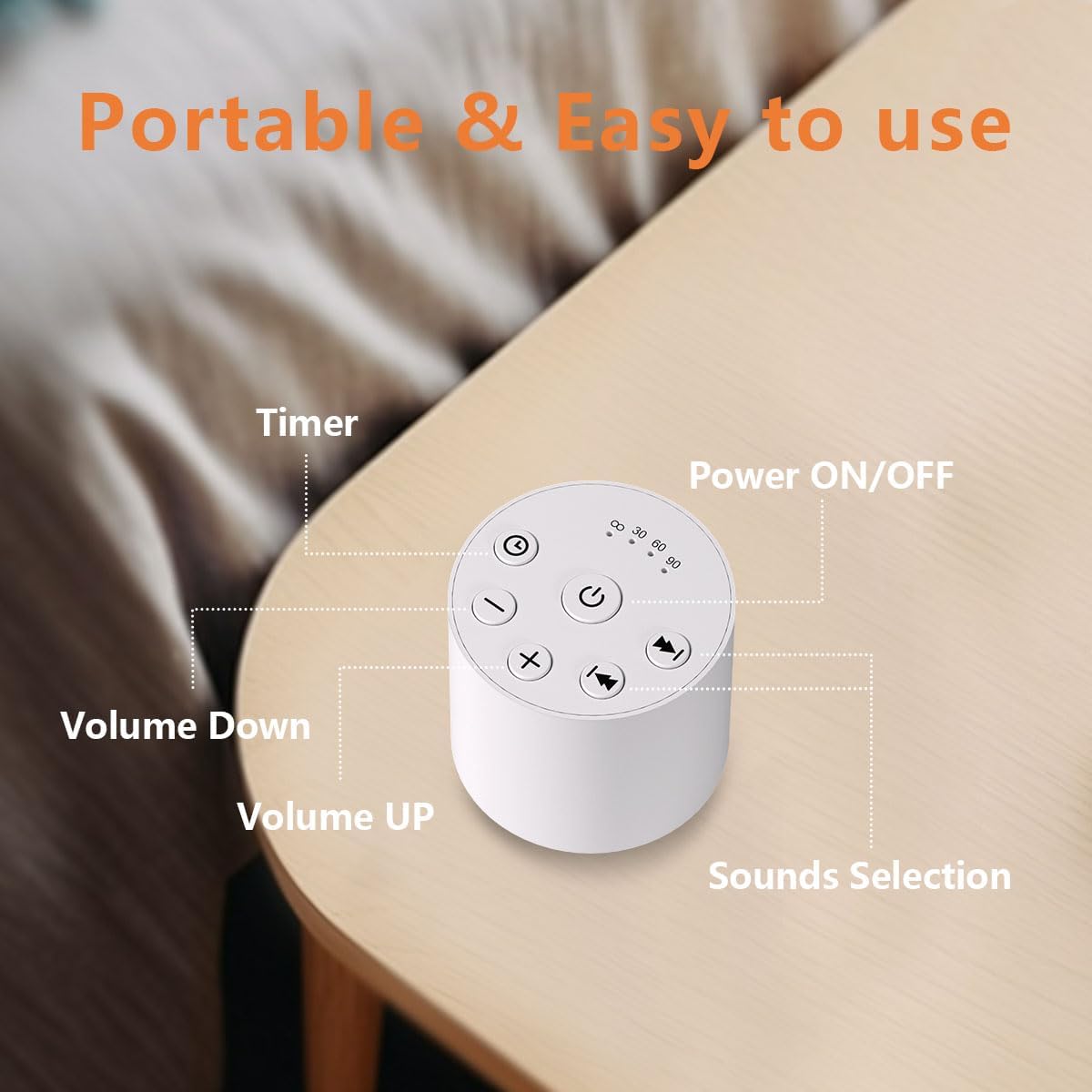 Color Noise Sleep Sound Machine Portable White Noise Machines with 30 Soothing Sounds 32 Levels Volume 4 Timer Options Compact Auto-Off…