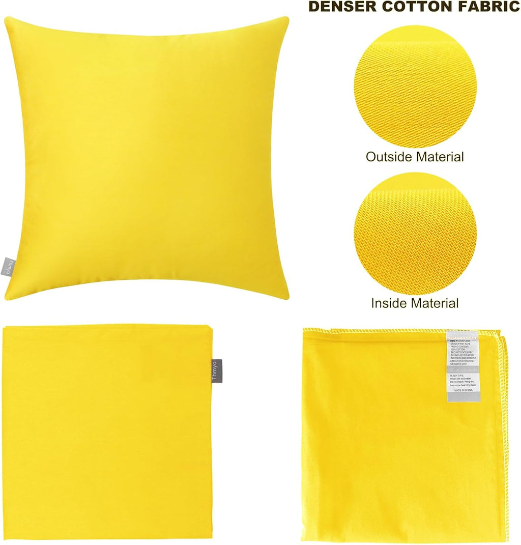 Thmyo 4-Pack 100% Cotton Comfortable Solid Decorative Throw Pillow Case, Thmyo Square Cushion Cover Pillowcase Sublimation Blank Pillow Cove…