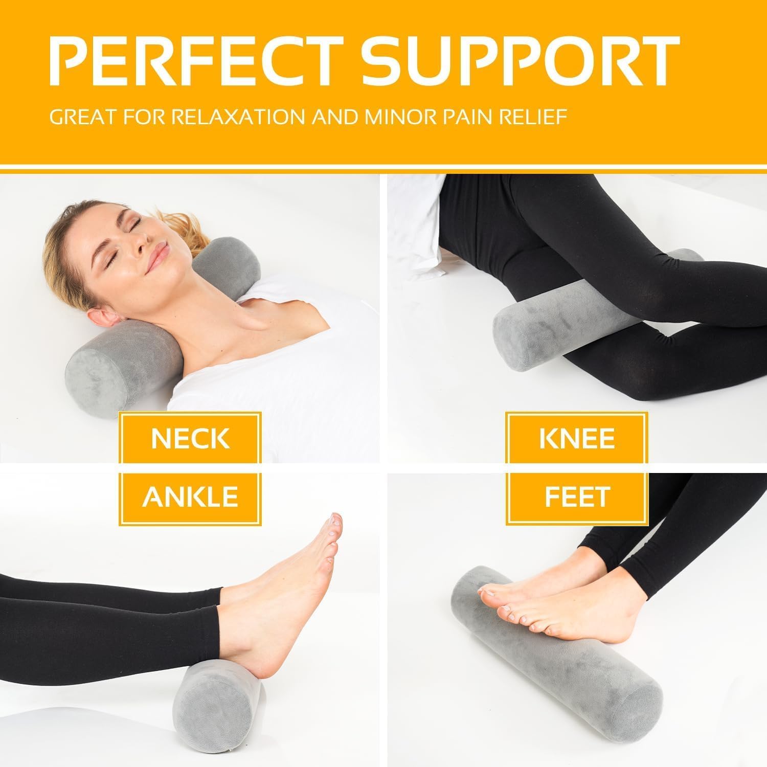 AllSettth AllSett th Firm Cervical Neck Roll Memory Foam Pillow, Bolster Pillow, Round Neck Support for Sleeping | Bolster for Bed,…