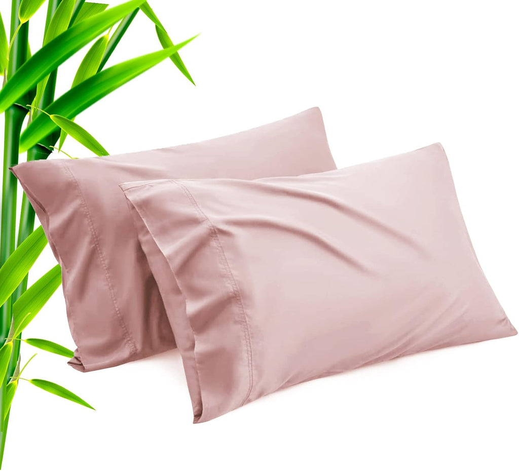 TELUS Pink Pillow Cases Standard Size 2 Pack, Bamboo Rayon Cooling Pillowcases with Envelope Closure, Cool Breathable Pillow Cover for…