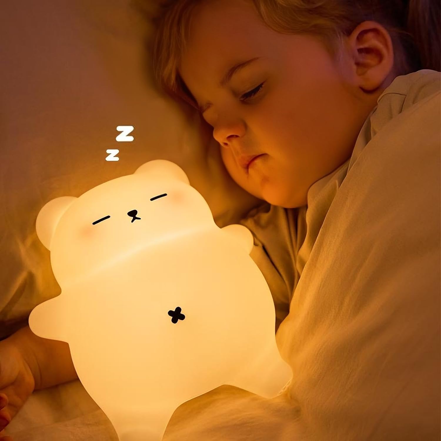 Dreaming My Dream Sleeping Snoring Bear Night Light Nursery lamp for Kids,3-Level Dimmable,30Min Auto-Off Timer, Rechargeable Type-C, BPA-Fr…