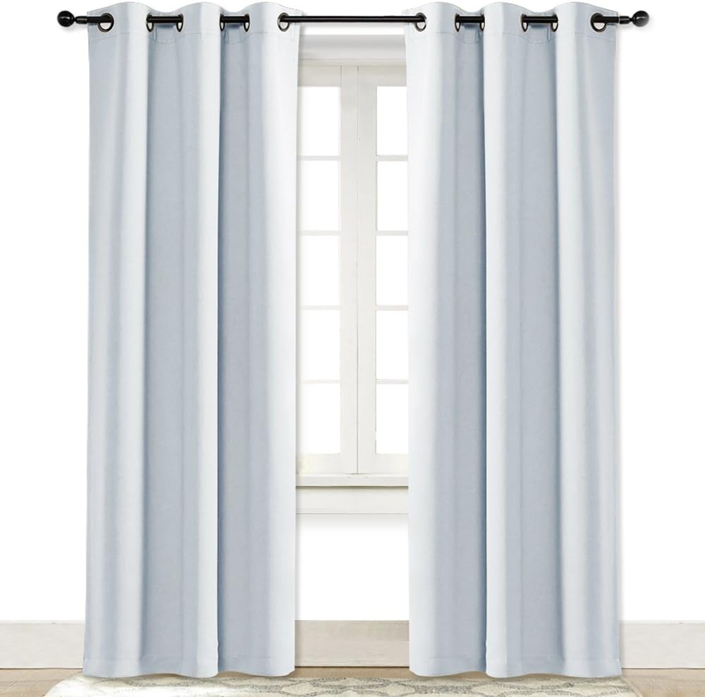Nicetown Cloud Grey Window Curtain and Drape easy maintenance Solid Thermal Insulated Grommet Room Darkening Drapery for Kid's Room (1…
