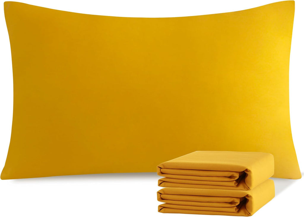 Ntbay Standard Pillowcase Set - 2 Pack Brushed Microfiber 20x26 Pillowcases - Soft, Wrinkle-Free, Fade-Resistant, Stain-Resistant, Ginger Y…
