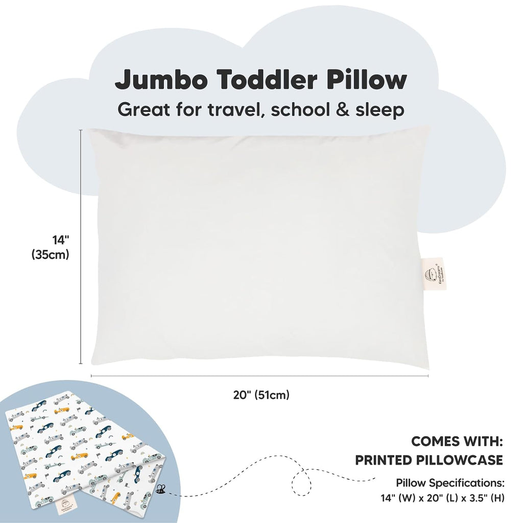 KeaBabies Toddler Pillow with Pillowcase, Jumbo 14X20 - Soft Organic Cotton Toddler Pillows for Sleeping - Machine Washable - Perfect for…