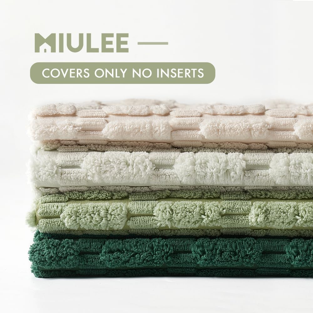 Miulee Pack of 4 Summer Neutral Corduroy Decorative Throw Pillow Covers 20x20 Inch Farmhouse Boho Rustic Soft Striped Pillow Covers Home De…