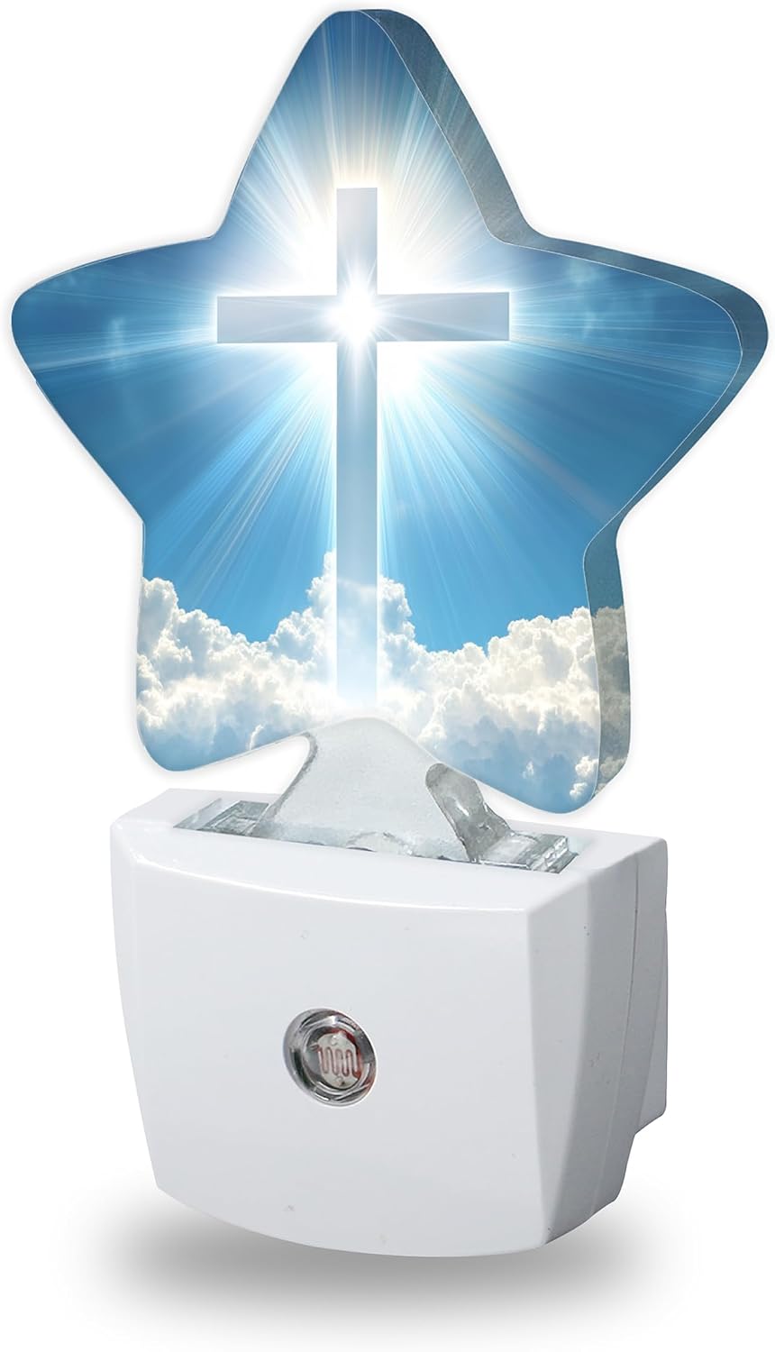 Energy Efficient Nightlights Plug in Wall, Glitter Cross Night Light for Kids Bedroom Decorative, Blue Sky Cloud Dusk-to-Dawn Sensor…