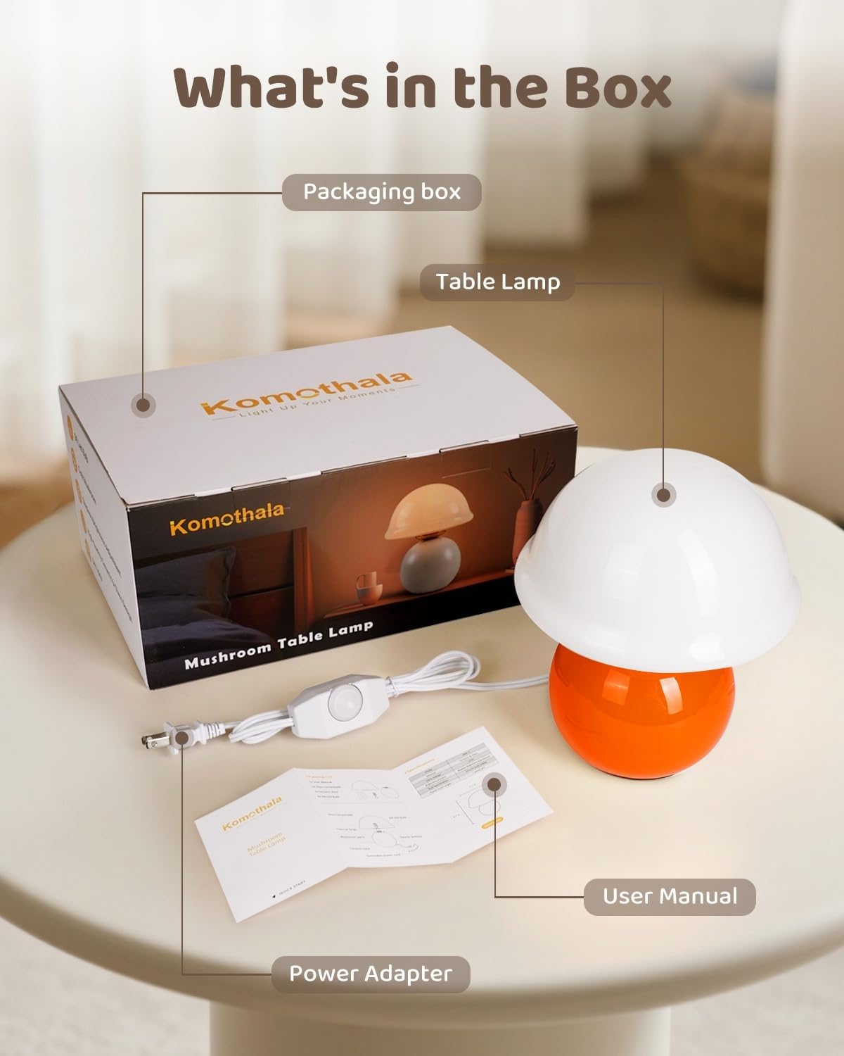 Mushroom Table Lamp for Bedroom, Cozy Bedside Lamp with Glass Shade, Stepless Dimmable Nightstand Lamp for Relaxing Bedroom Decor &…