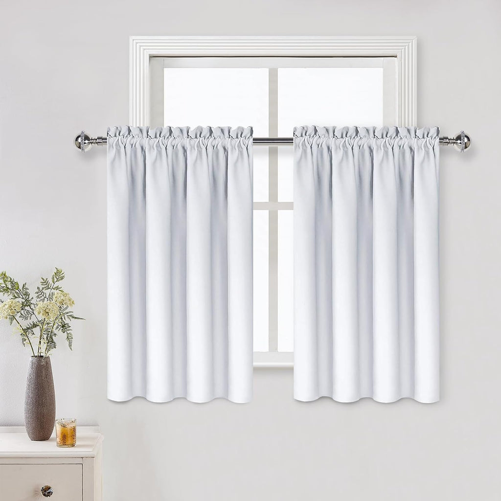 DWCN White Curtains for Living Room Thermal Insulated, Energy Saving & Noise Reducing Bedroom Curtains, White, W 52x L 36 Inch, Set of 2…
