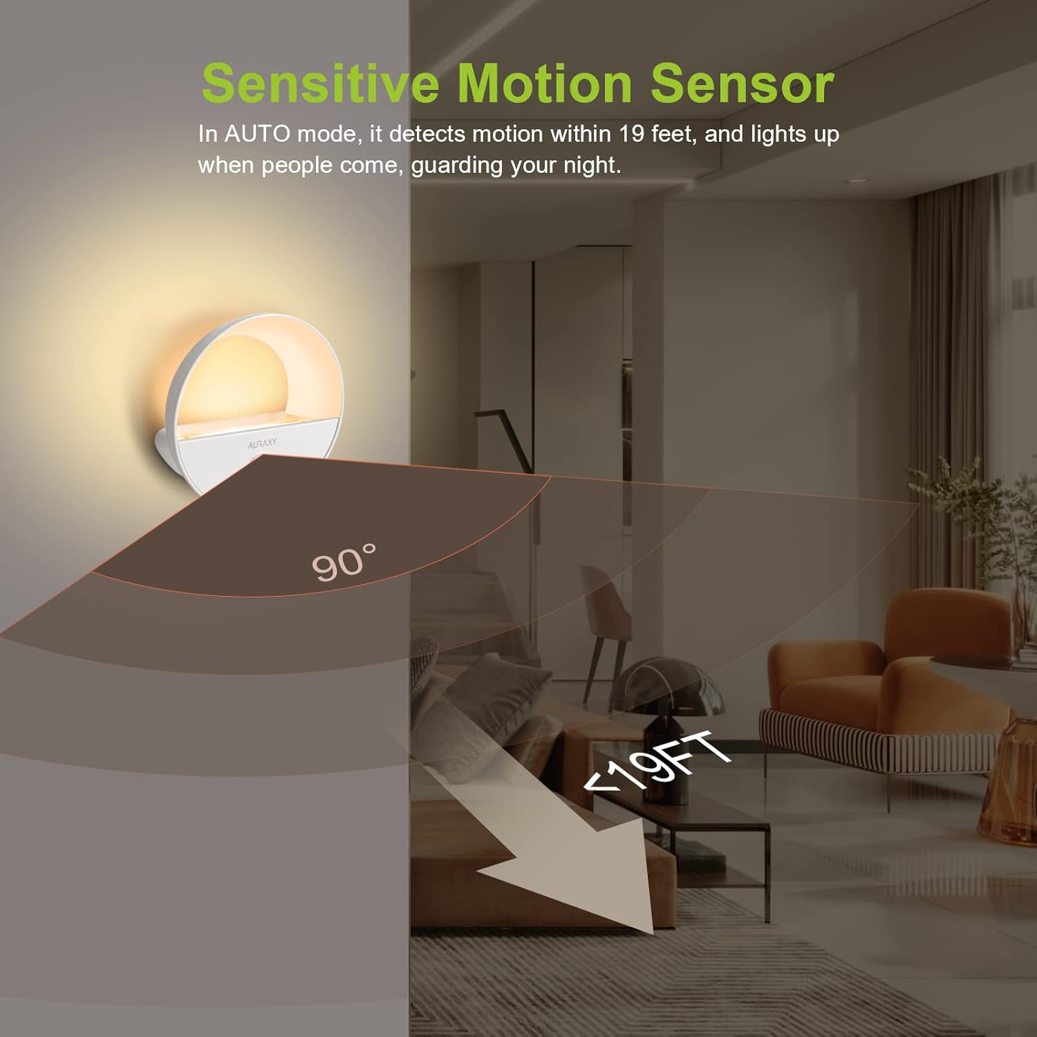 AURAXY Rechargeable Battery Night Light, Motion Sensor Night Light, LED Warm White Magnetic Stick-on Motion Sensored Hallway Light, with…
