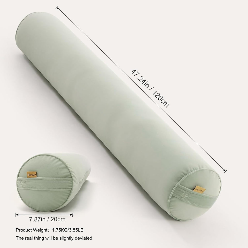 Body Pillow for Adults, Long Round Pillow, Big Cylindrical Pillow, Large Full Bolster Pillows for Side Sleepers (Celadon Green, 47.24"*7.87")