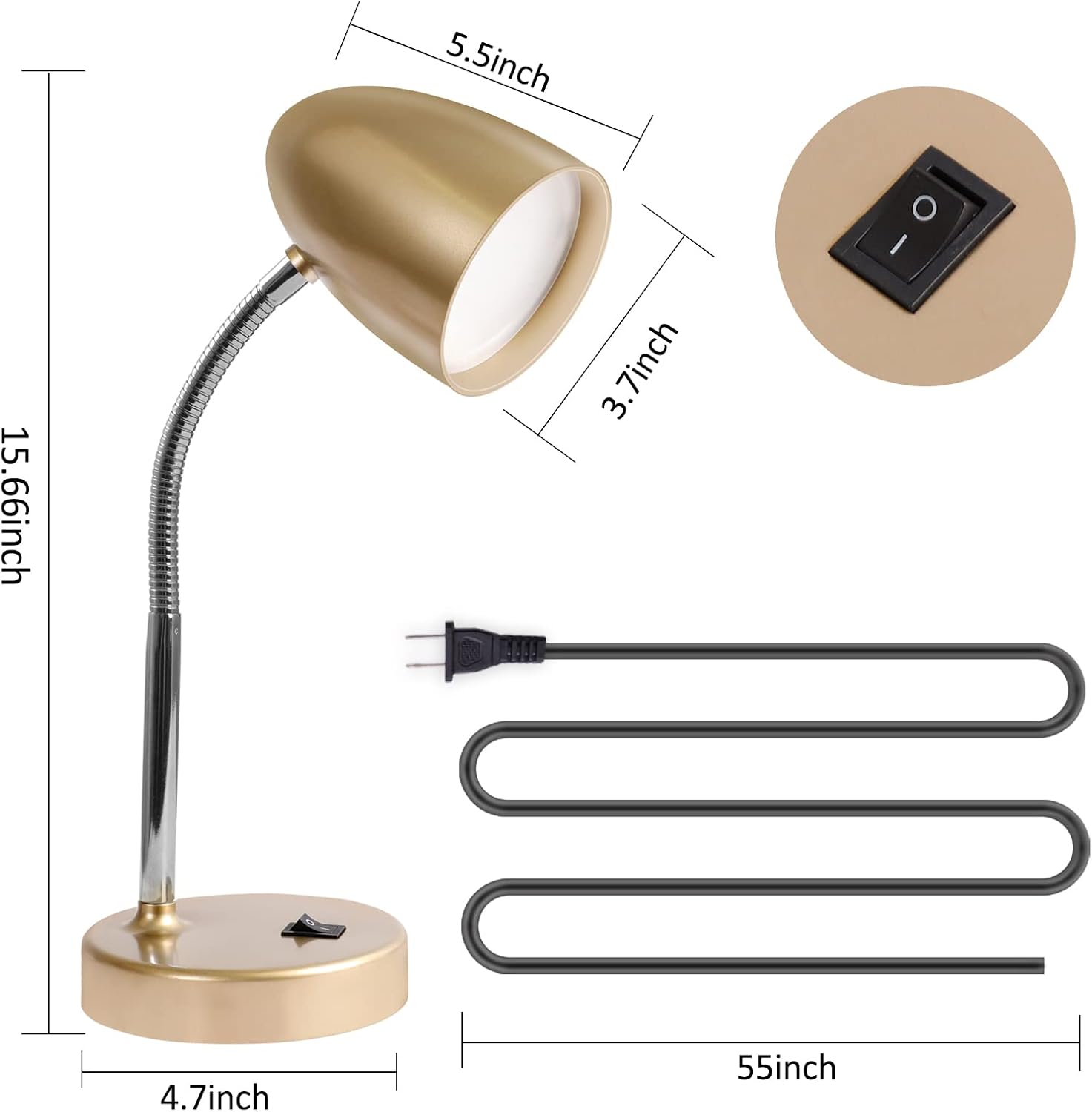 Eenergeticlighting E ENERGETIC LIGHTING LED Desk Lamp, 3.5W 240LM 4000K Cool White Study Lamps for Bedroom and Office, Eye Protection, ETL…