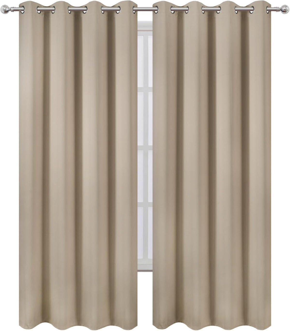 Lemomo Blackout Curtains 52 x 84 inches Long Khaki Curtains Set of 2 Panels Thermal Insulated Room Darkening Curtains for Bedroom 84 inches…