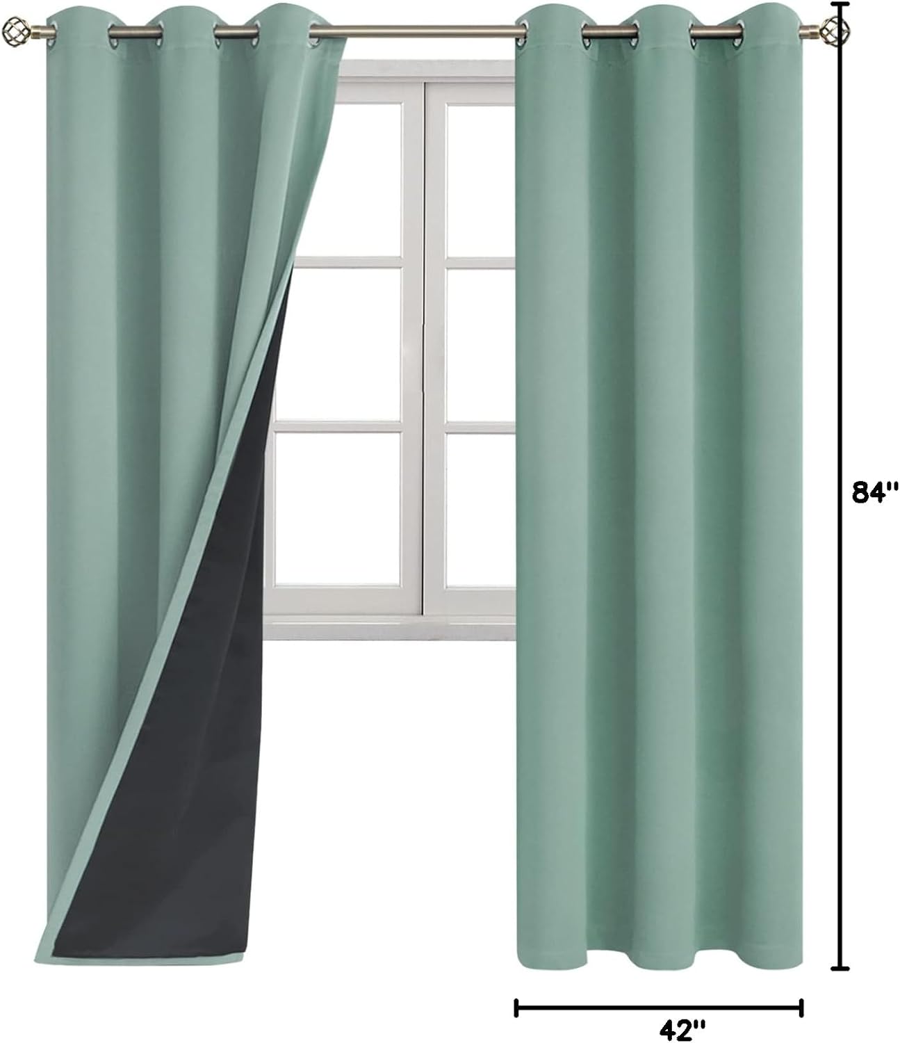 BGment Thermal Insulated 100% Blackout Curtains for Bedroom with Black Liner, Double Layer Full Room Darkening Noise Reducing Grommet Curta…