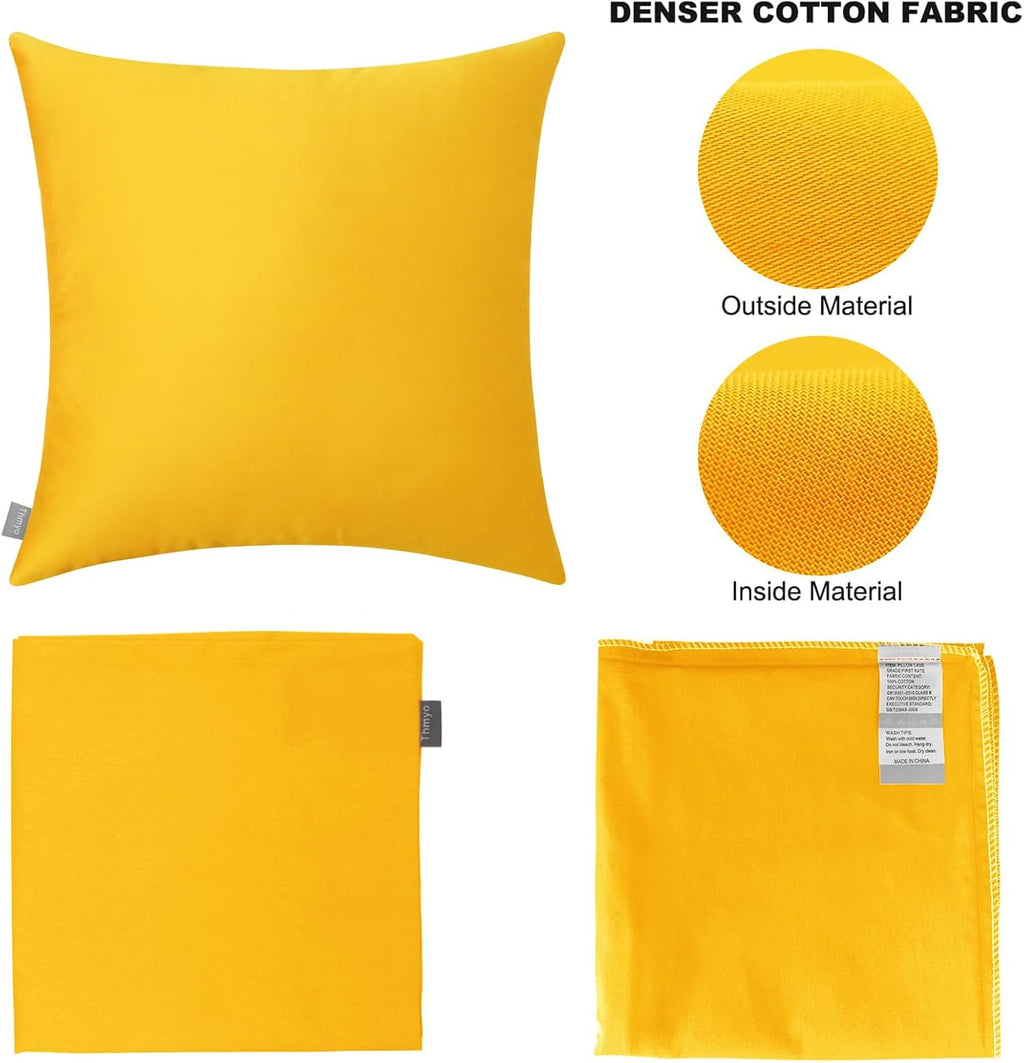 Thmyo 4-Pack 100% Cotton Comfortable Solid Decorative Throw Pillow Case, Thmyo Square Cushion Cover Pillowcase Sublimation Blank Pillow Cove…