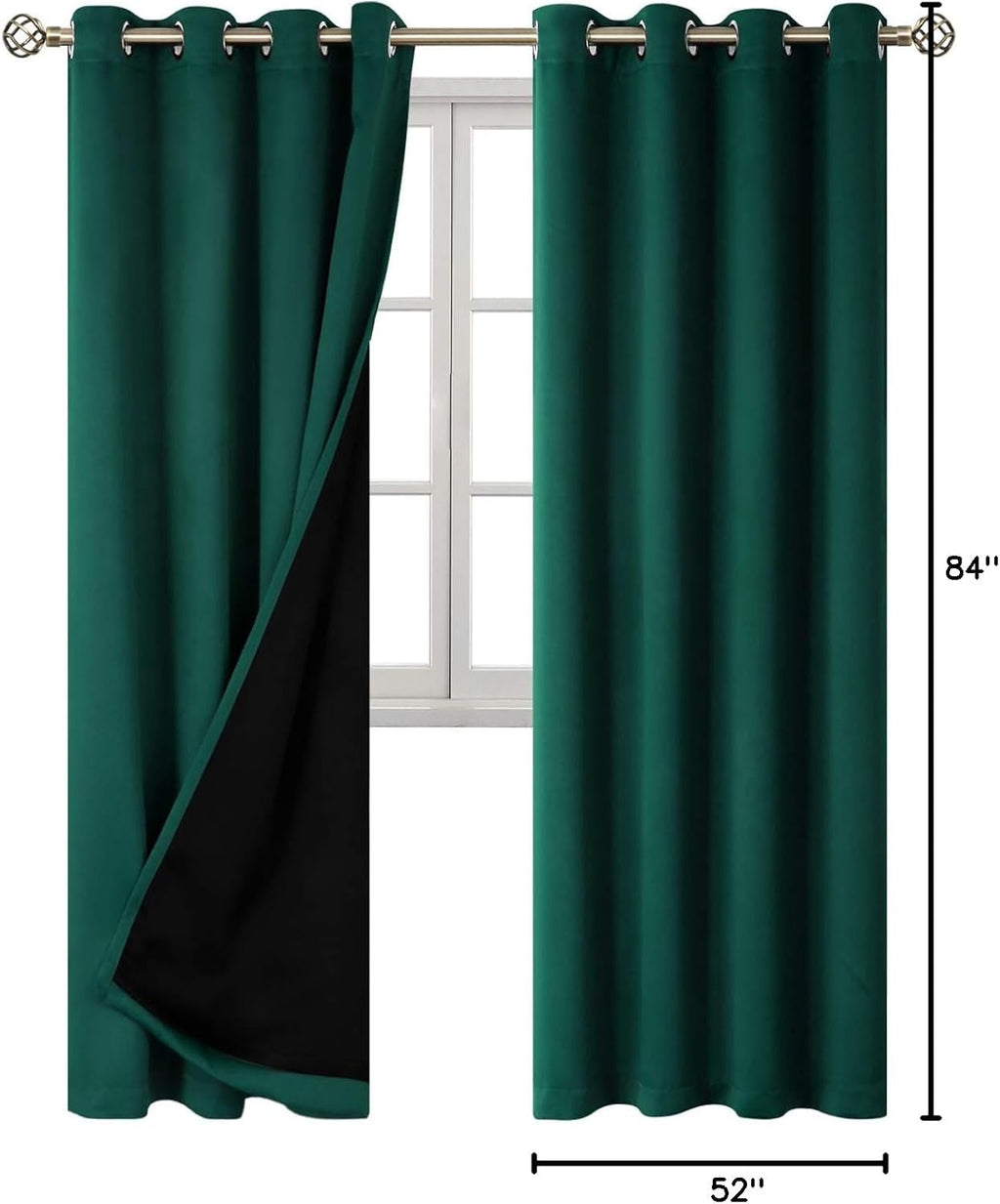 BGment Thermal Insulated 100% Blackout Curtains for Bedroom with Black Liner, Double Layer Full Room Darkening Noise Reducing Grommet Curta…