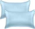 Elegantcomfort Elegant Comfort 2-Pack King Size Baby Blue Satin Pillowcase Set with Hidden Zipper Closure, 20" x 40" Blue
