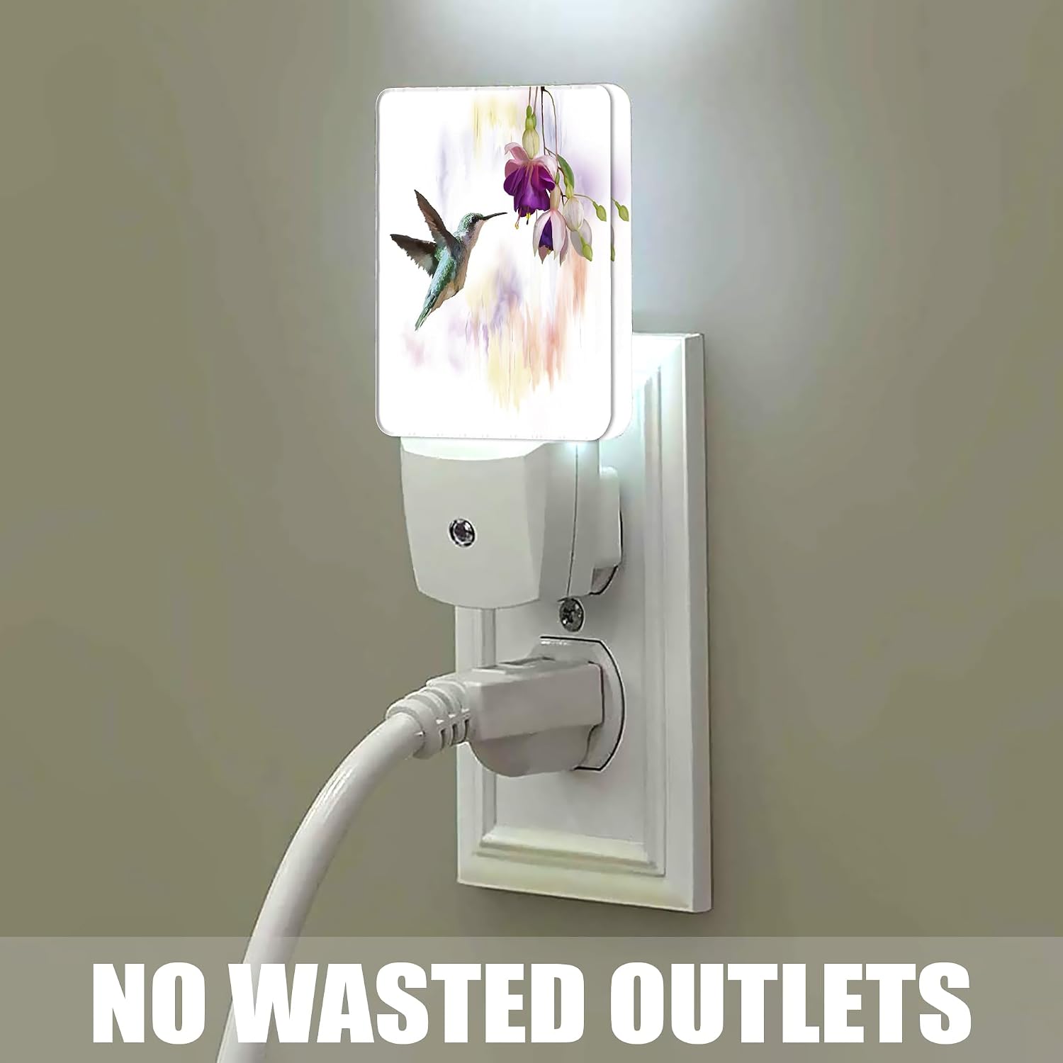 Groovy Hummingbird Flowers Dusk to Dawn Night Light, Auto Sensor Lamp Home Indoor Stairway Kitchen Corridor, Night Lights Plug into Wall…