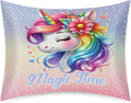 Unicorn Rainbow Animal Satin Silk Pillowcase for Hair and Skin Pillow Cases Standard Size Soft Silk Pillow Case with Envelope Closure…