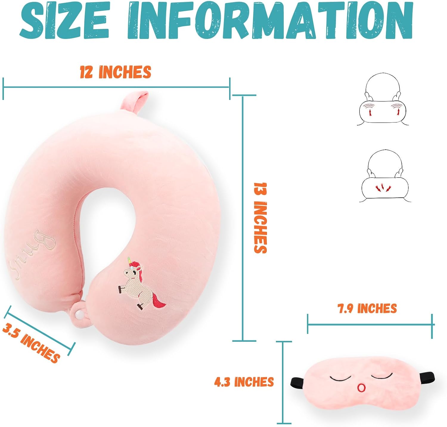MissSoul Kids Neck Pillow for Travel with Sleep Eye Mask, Cute Travel Neck Pillow, Memory Foam Flight Sleeping Headrest Pillow for Boys & G…