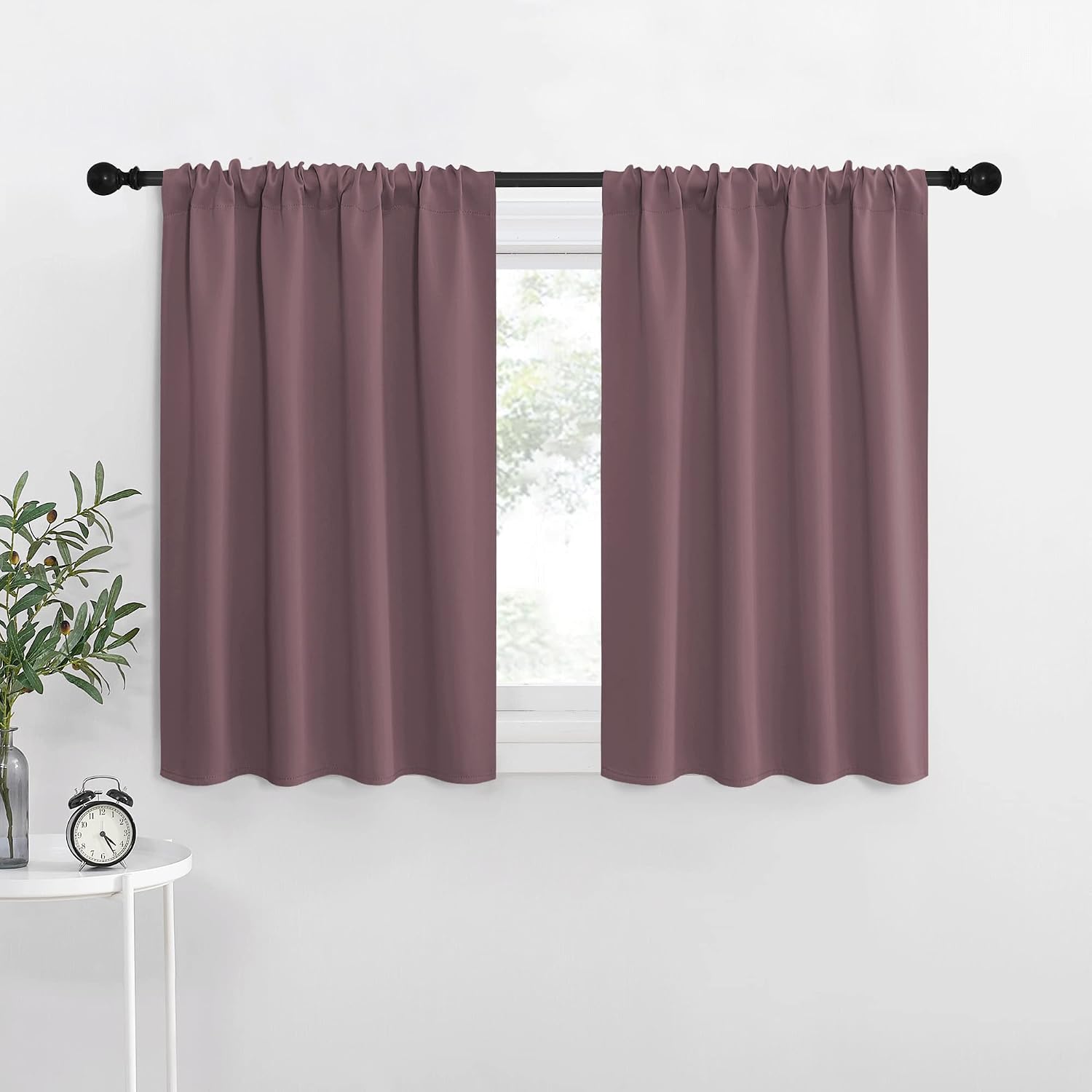 NICETOWN Kitchen Curtains, Short Blackout Curtains & Drapes, Small Window Draperies for Dining Room, Cupboard (Dry Rose, 42" W by 36" L…