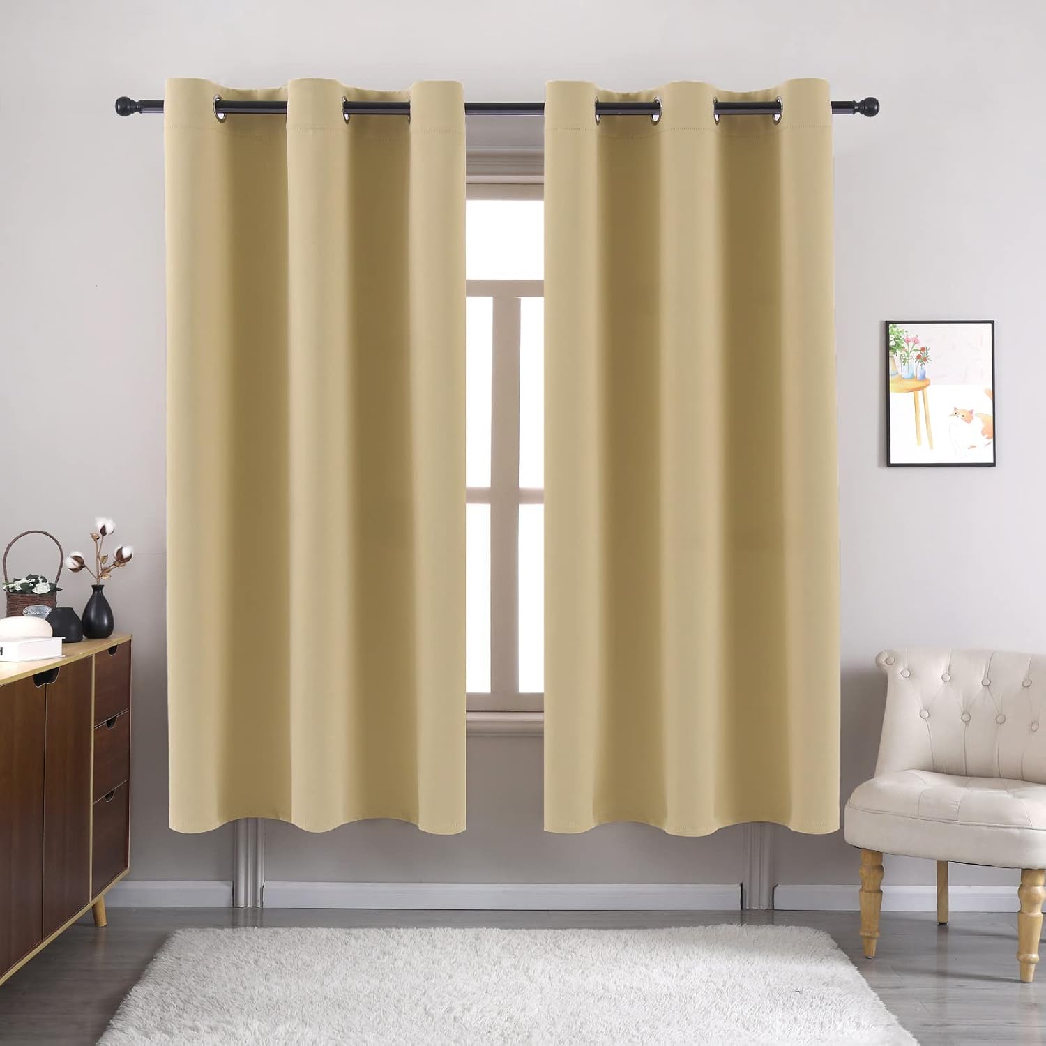 Pickluc Blackout Curtain Panels with Grommet, Light Blocking Drapes for Bedroom, Thermal Insulated, Noise Reduction, Privacy Protection, 42…
