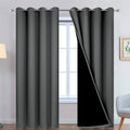 Yakamok Dark Grey Full Shade Curtain Panels, Heavy Duty Lined Curtains 84 Inches Long, Thermal Insulated Room Darkening Curtains with Black…