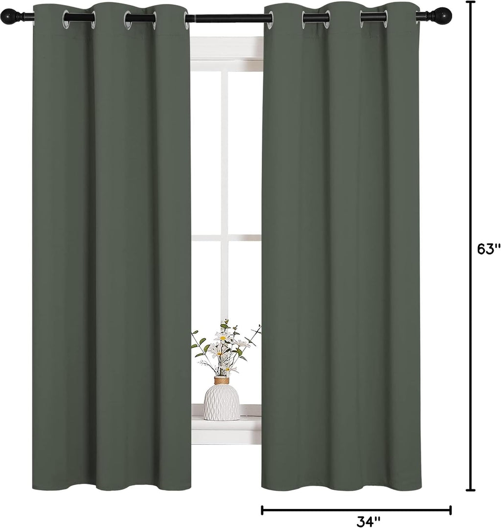NICETOWN Thermal Insulated Curtains Blackout Draperies, Window Treatment Solid Grommet Room Darkening Drape Panels for Bedroom (Dark…