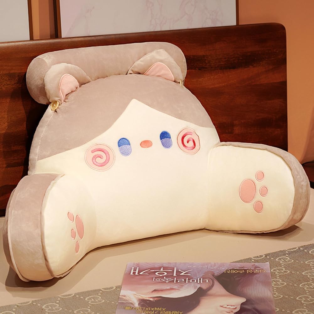 Sexysamba Bed Rest Reading Pillow - Kawaii Soft Lumbar Pillows Rest Cushion with Washable Cover, Bedrest Pillow with Arms for Sitting in Be…