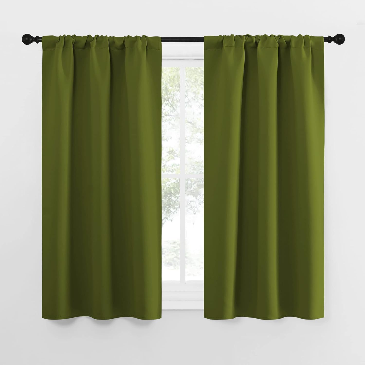 NICETOWN Kitchen Curtains, Short Blackout Curtains & Drapes, Thermal Insulated Rod Pocket Window Treatment Draperies for Nursery (Olive…