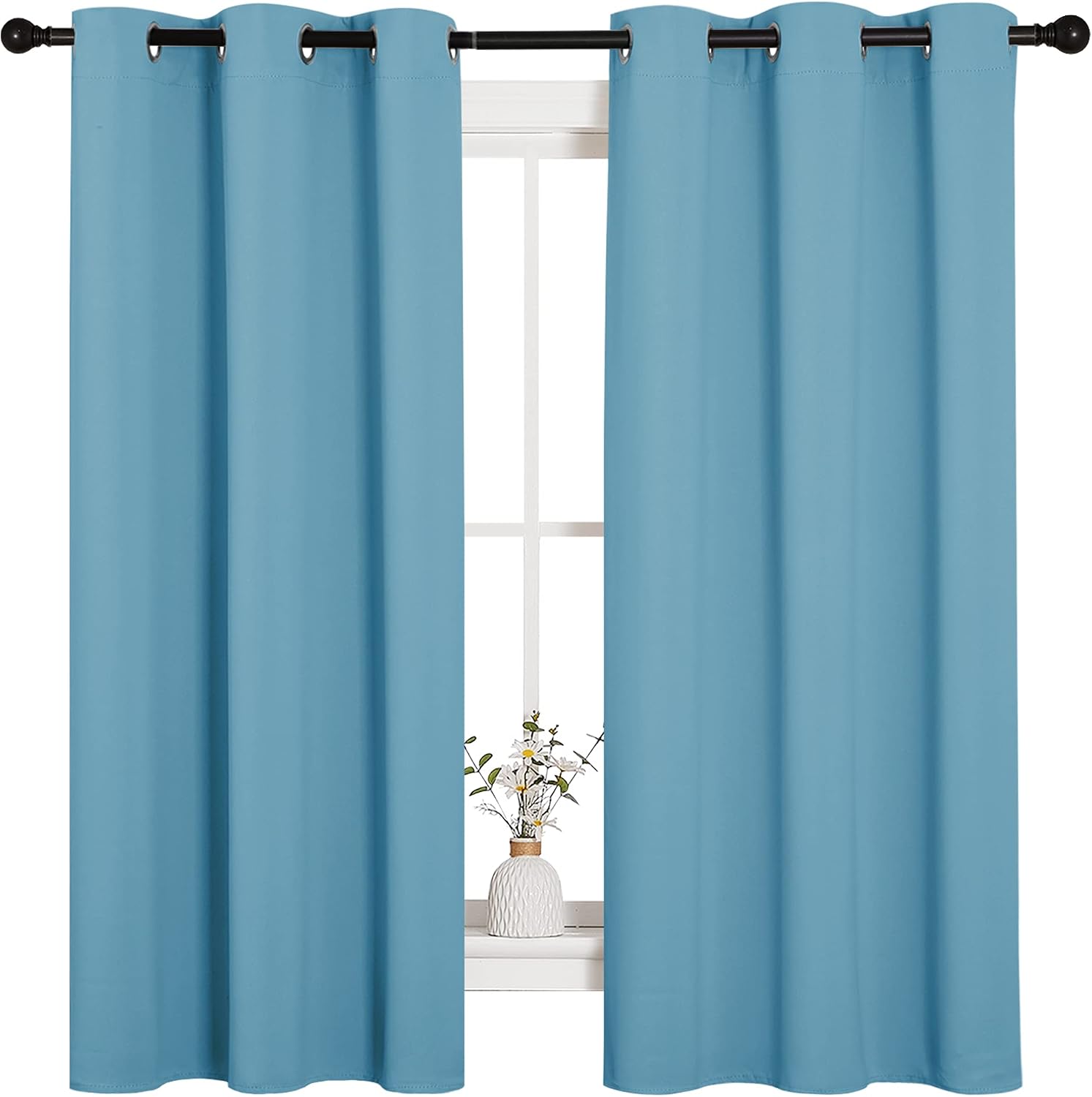 NICETOWN Window Treatment Thermal Insulated Solid Grommet Room Darkening Curtains/Drapes for Bedroom (Set of 2 Panels, 42 by 63 inches…
