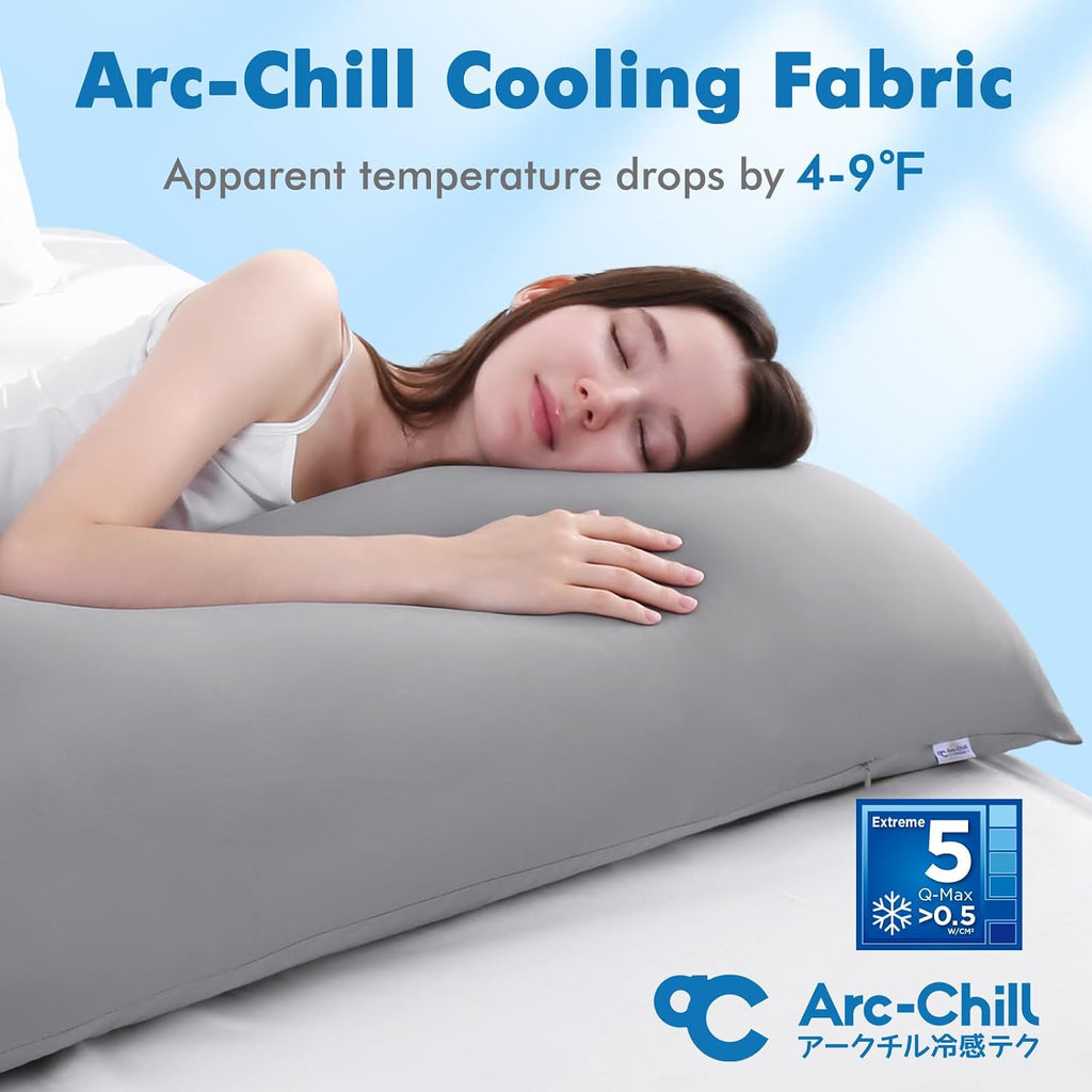 Avolare Cooling Body Pillow Cases 1 Pack, Arc-Chill 3.0 Cooling Body Pillow Cover for Hot Sleepers with Zipper(Q-Max>0.5), Soft Silky 20" x…