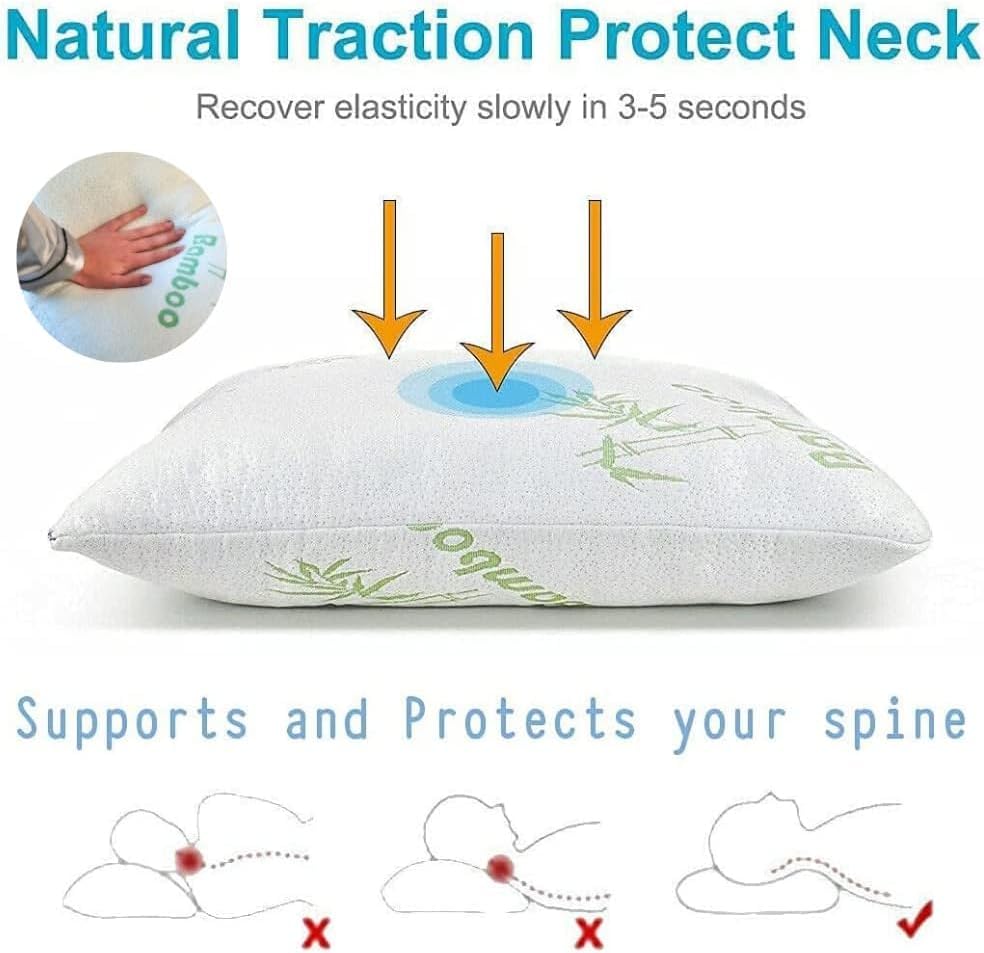 Rayon Derived from Bamboo Pillows Standard Size - [Adjustable] Shredded Memory Foam for Sleeping - Cooling & Breathable Pillowcase with…