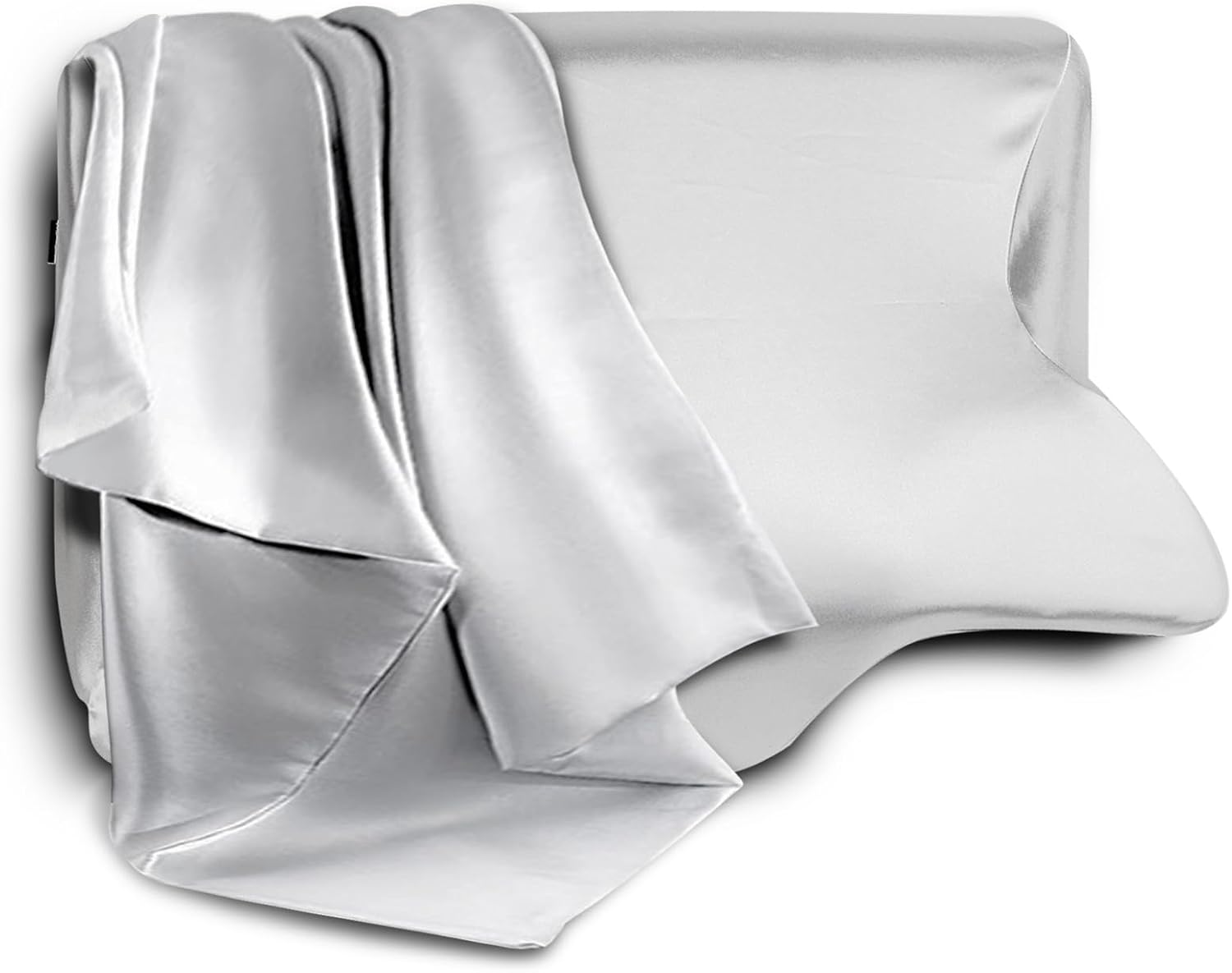 Homca Satin Pillow Cases for HOMCA Cervical Pillow - Contoured Ergonomic Satin Pillowcase with Zipper, Grey Soft & Smooth Fabric for Hair &…