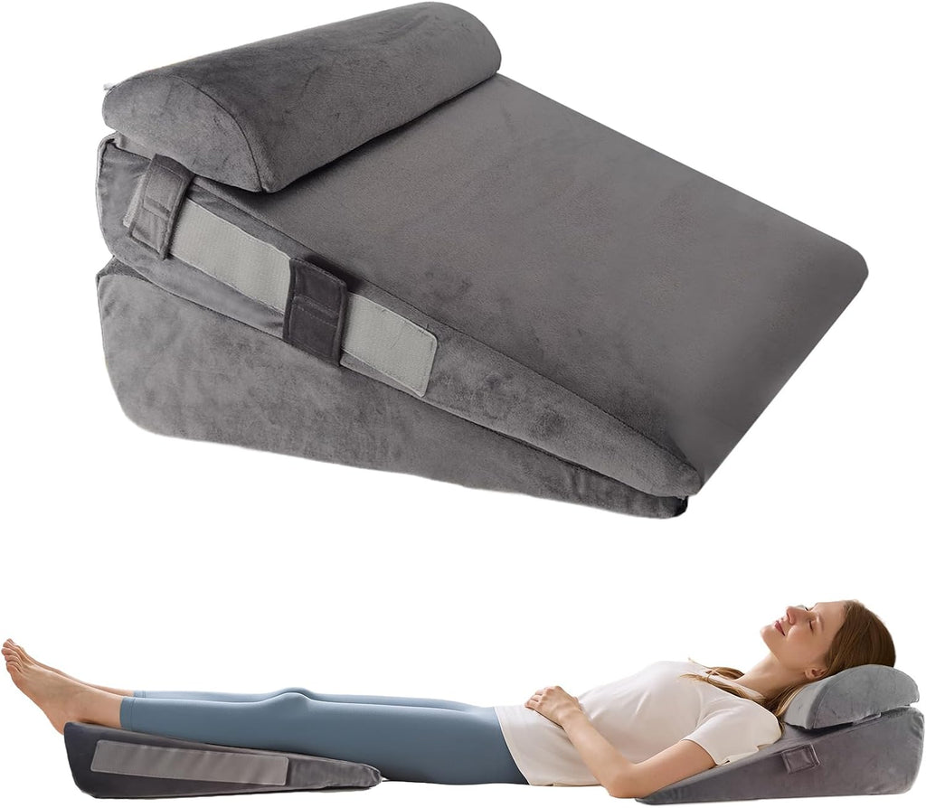 Wgakced 3Pcs Wedge Pillow Set for After Surgery, Acid Reflux Relief, Adjustable Bed Wedge Pillows for Sleeping, Anti Snore, Memory Foam Trian…