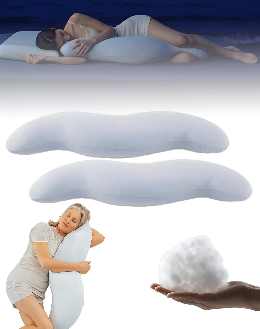 Monkpear Body Cooling Pillow, Double Wave Curve Side Sleeper Pillow, Ergonomic, Cooling Side Sleeper Body Pillow, Pea Pod Shape Long Pillow…