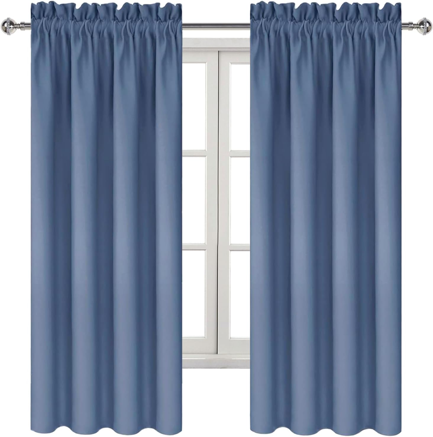 DWCN Blackout Curtains – Thermal Insulated, Energy Saving & Noise Reducing Bedroom and Living Room Curtains, Dusty Blue, W 42x L 72 Inch…