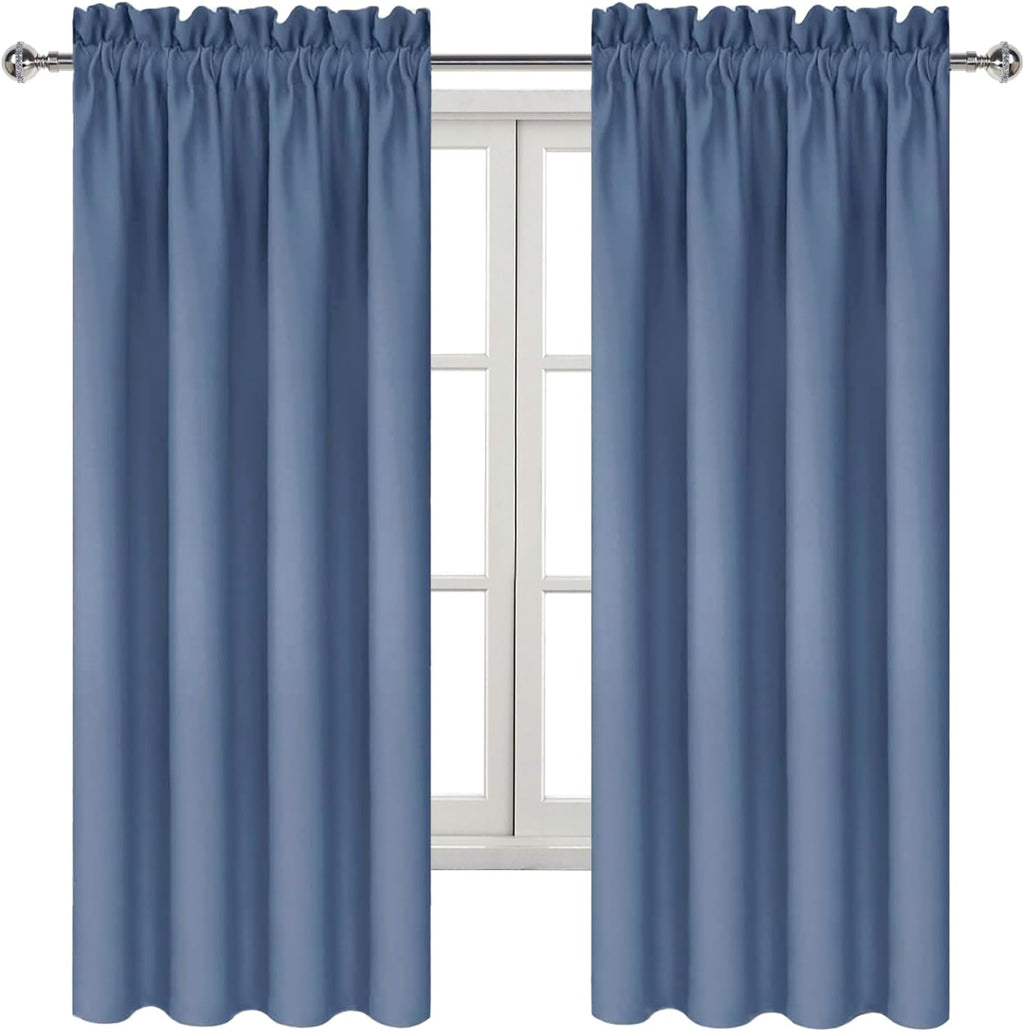 DWCN Blackout Curtains – Thermal Insulated, Energy Saving & Noise Reducing Bedroom and Living Room Curtains, Dusty Blue, W 42x L 63 Inch…