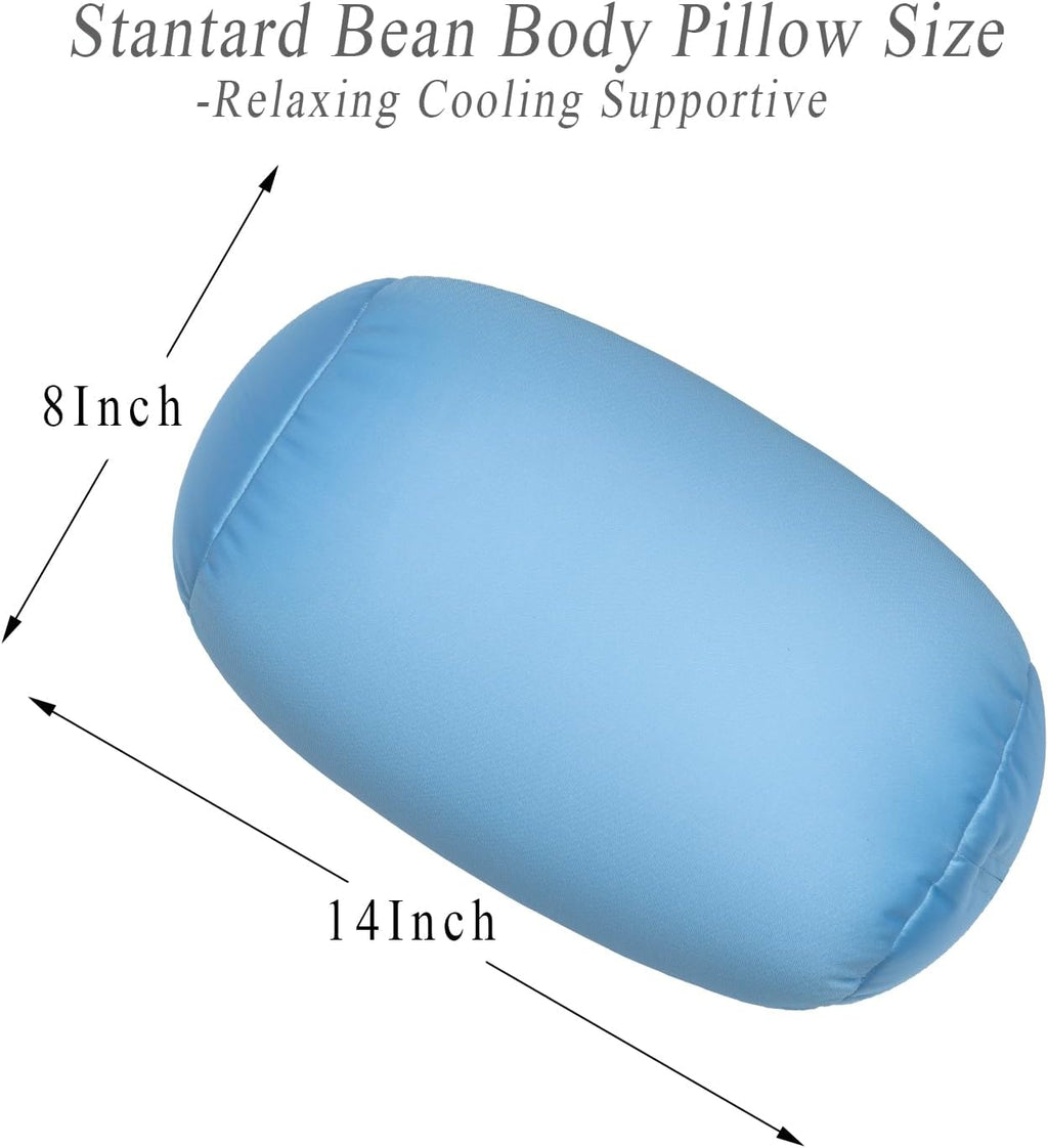 Microbead Neck Body Pillow Tube Microbead Bolster Bean Smooth Cool Pillow Neck Cervical Roll Pillow for Sleeping 7 x 12Inch Throw Travel…