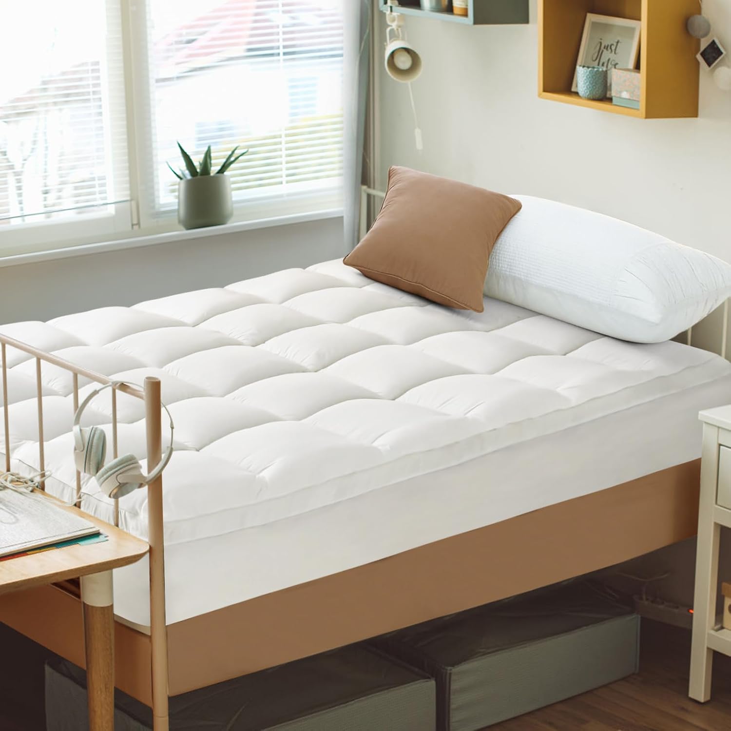 CYMULA Twin XL Mattress Topper - Soft Cooling Mattress Pad for College Dorm Room Essentials - Extra Thick Long Protector Cover for Back…