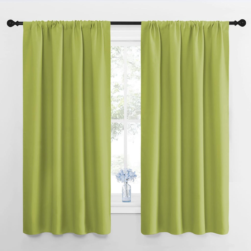 NICETOWN Green Blackout Draperies Curtains - Thermal Insulated Home Decoration Blackout Drapes for Kid's Room (1 Pair, 42 x 63 Inch…
