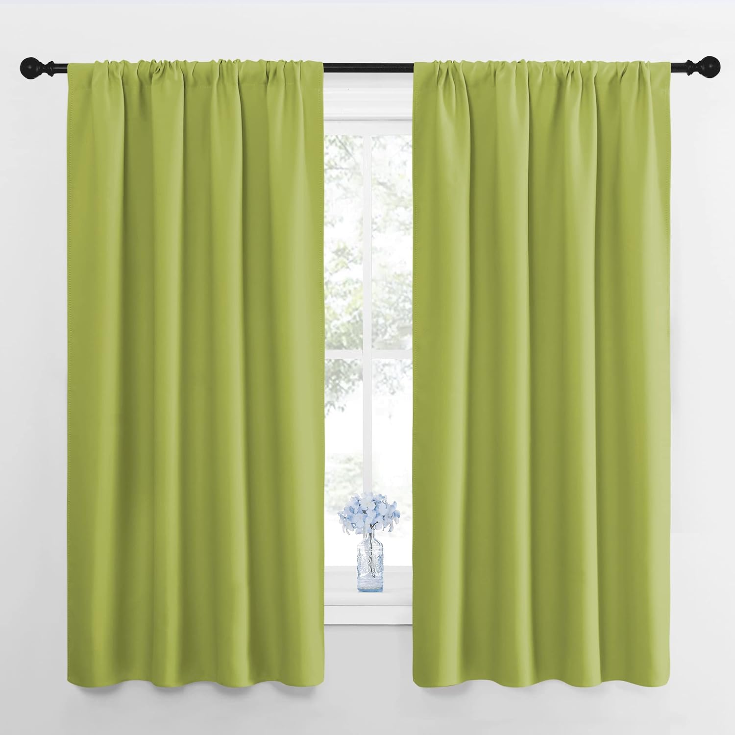 NICETOWN Green Blackout Draperies Curtains - Thermal Insulated Home Decoration Blackout Drapes for Kid's Room (1 Pair, 42 x 63 Inch…