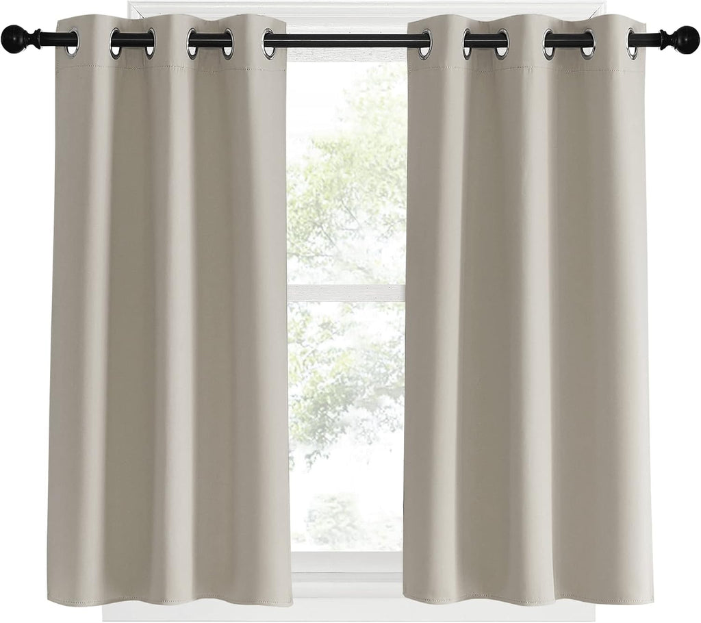 NICETOWN Room Darkening Short Curtain Panels for Cafe, Natural, 2 Panels, W34 x L40 -inch, Thermal Insulated Grommet Room Darkening…